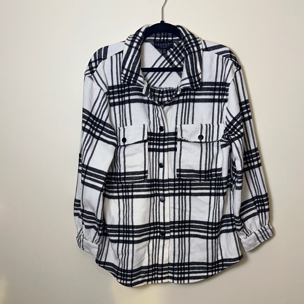 Laundry By Shelli Segal Black and White Plaid Shacket